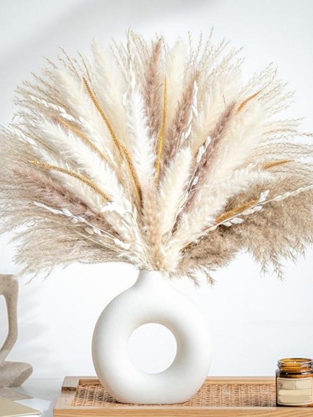 70PCS Dried Pampas Grass Bouquet Boho Decor Wedding Home Floral Decor
